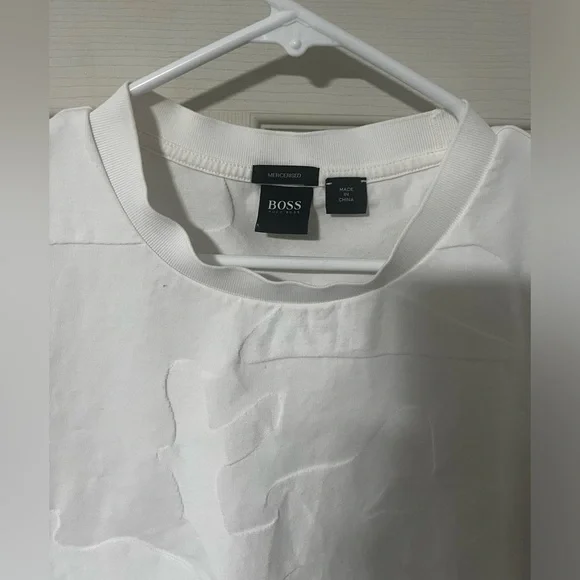 HUGO BOSS MERCERISED-COTTON T-SHIRT WITH LARGE JACQUARD-WOVEN MONOGRAMS SIZE M - Picture 2 of 6